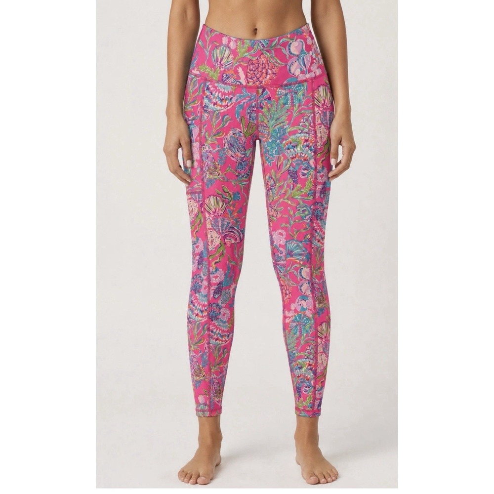 Lilly Pulitzer Weekender Luxletix Leggings Pink Isle Shell Me Something Good M